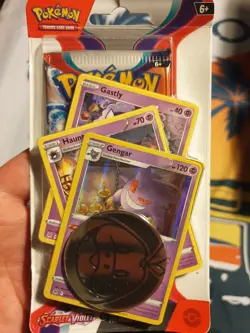 X3 Pokemon TCG Scarlet & Violet Premium Checklane Blister Gengar X2 Machamp X1 - Image 3