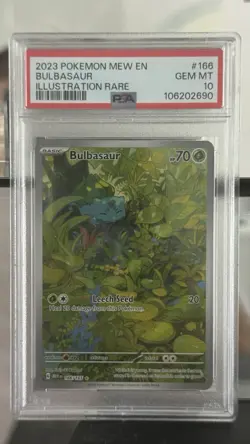 Pokemon TCG Bulbasaur Holo Rare MEW 151 Card 166/165 PSA 10 - Image 1