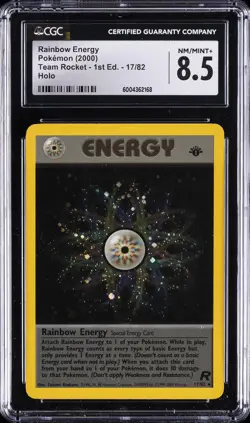 2000 POKEMON TEAM ROCKET - 1ST ED - HOLO #17/82 RAINBOW ENERGY CGC 8.5 - Image 1