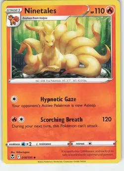 Ninetales 018/195 Uncommon Normal SWSH12: Silver Tempest NM Pokemon - Image 1