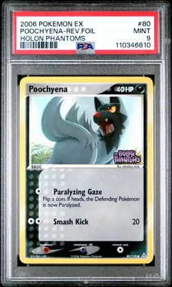 PSA 9 2006 POKEMON EX HOLON PHANTOMS #80 POOCHYENA-REV.FOIL HOLON PHANTOMS - Image 1