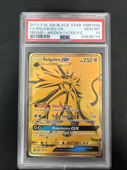 2019 Pokemon Solgaleo GX Hidden Fates Promo Card PSA 10 - Image 1
