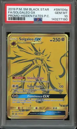 Solgaleo GX Pokemon Card (Hidden Fates Promo SM104a) GEM MINT PSA 10 - Image 1