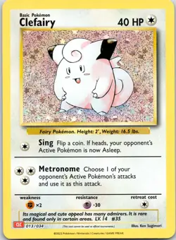 Clefairy #013/034 Trading Card Game Classic Pokemon Near Mint or Better - Image 1