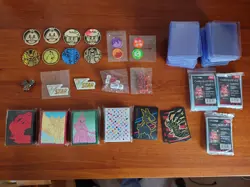 Pokemon TCG Mega Bundle With Sleeves, Top Loaders, Coins, Pin, Dice - Image 1