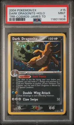 2004 POKEMON EX TEAM ROCKET RETURNS #15 DARK DRAGONITE-HOLO PSA 9 - Image 1