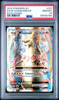 2016 POKEMON XY EVOLUTIONS #101 FULL ART/M CHARIZARD EX PSA 10 - Image 1
