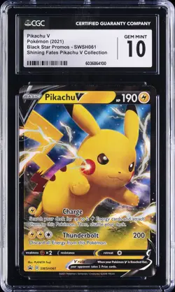2021 POKEMON #SWSH061 PIKACHU V CGC 10 GEM MINT - Image 1