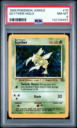 1999 POKEMON JUNGLE #10 SCYTHER-HOLO PSA 8 #10 - Image 2
