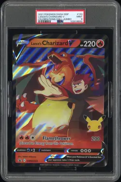 2021 POKEMON SWSH BLACK STAR PROMO JUMBO #133 LANCE'S CHARIZARD V PSA 9 - Image 1