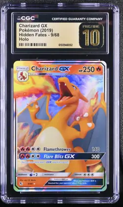 2019 POKEMON SUN & MOON HIDDEN FATES #9 CHARIZARD GX CGC 10 PRISTINE - Image 1