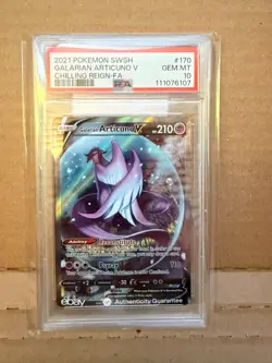 2021 Pokemon SWSH: #170 Galarian Articuno V Chilling Reign Set – Full Art PSA 10 - Image 1