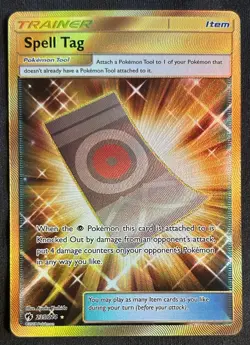 Spell Tag 235/214 - Pokemon SM Lost Thunder Gold Secret Rare Full Holo Foil NM - Image 1