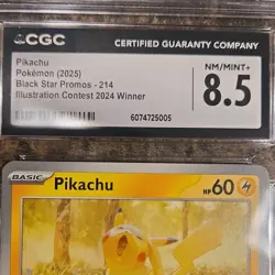 Pokemon Pikachu 214 Black Star Promos Illustration Contest Winner CGC 8.5 60HP - Image 1