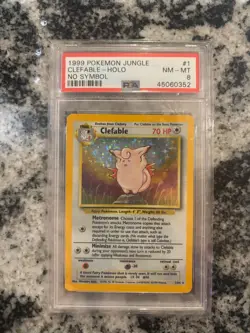1999 Pokemon TCG Jungle – Clefable Holo #1 (No Symbol Error) – PSA 8 NM-MT - Image 1