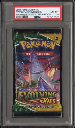 2021 Pokemon Sowrd & Shield Evolving Skies Booster Pack Factory Sealed PSA 8 - Image 1