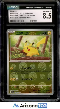 Pokemon 2023 Pikachu 025/165 Poke Ball Reverse Holo 151 Japanese CGC 8.5 - Image 1