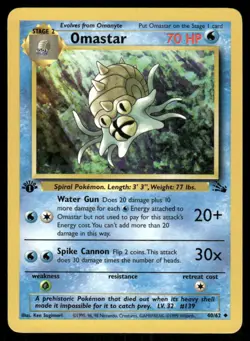 2# Pokemon Cards Omastar 40/62 1ST EDITION Fossil Uncommon - Image 1