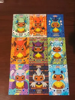 FULL PONCHO EEVEE BLUE STAR SET! Pokemon LET'S GO eevee Card Database Cards!... - Image 1