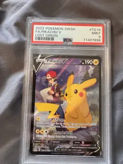 Pokemon SWSH FA/Pikachu v 2022 Lost Origin PSA 9 - Image 1