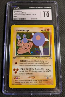 Pokemon Hitmontop 3/75 Neo Discovery 1st Ed Holo Rare PSA/CGC 10 Gem Mint! - Image 1