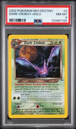 2002 Pokemon Neo Destiny #2 Dark Crobat Holo PSA 8 NM-MT Rare Dark - Image 1