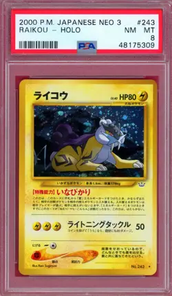 Pokemon Raikou No. 243 Neo 3 Holo Rare Japanese PSA 8 NM-MT - Image 1