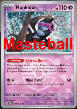 Pokemon TCG Prismatic Evolutions Munkidori Master Ball 044/131 NM - Image 1