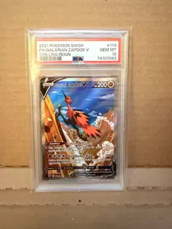 Pokemon Galarian Zapdos V Full Art Ultra Rare 174/198 Chilling Reign Set PSA 10 - Image 1