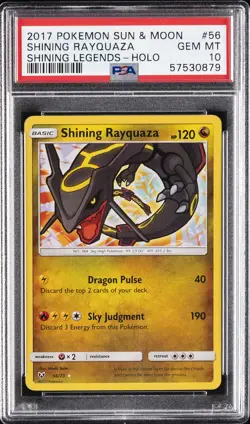 2017 POKEMON SUN & MOON SHINING LEGENDS #56 SHINING RAYQUAZA-HOLO PSA 10 - Image 1