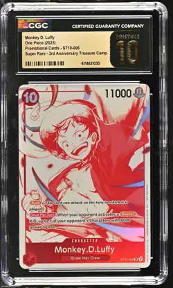 Monkey D. Luffy ST10-006 CGC 10 Pristine 2025 3rd Anniversary Promo One Piece - Image 1