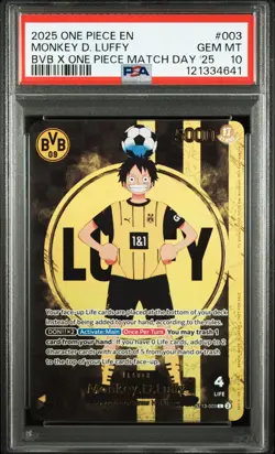 DORTMUND Monkey D. Luffy One Piece 2025 BVB Match Day promo Japanese #003 PSA 10 - Image 1