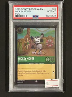 2023 Disney Lorcana First Chapter Mickey Mouse Steamboat Pilot Foil 89 PSA 10 - Image 1