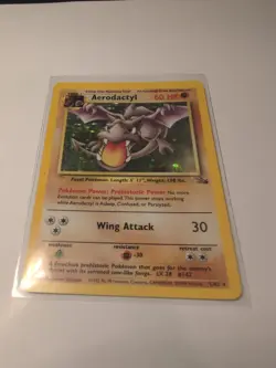 Aerodactyl Fossil Card 1/62 Holo Rare 1999 Vintage Pokemon Card WOTC TCG - Image 1