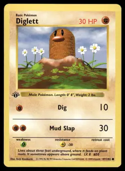 2# Pokemon Cards Diglett 47/102 1ST EDITION Base Set Common - Image 1