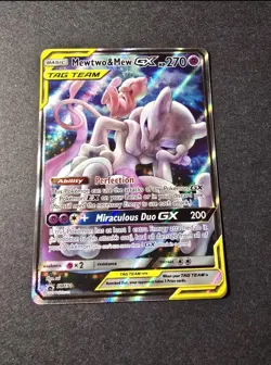 2019 POKEMON SM BLACK STAR PROMO #SM191 FULL ART/MEWTWO & MEW GX - Image 1
