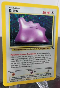 Pokemon 1999 Ditto Holofoil Card 3/62 Base Fossil Set Card - Image 2