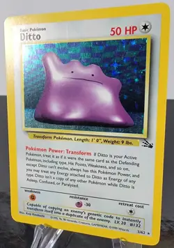 Pokemon 1999 Ditto Holofoil Card 3/62 Base Fossil Set Card - Image 3