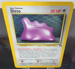 Pokemon 1999 Ditto Holofoil Card 3/62 Base Fossil Set Card - Image 4