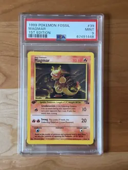 Magmar Pokemon Fossil PSA 9 MINT 1999 - Image 1