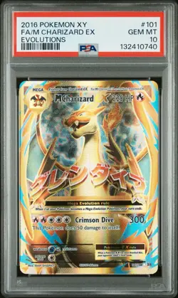 2016 POKEMON XY EVOLUTIONS #101 FULL ART/M CHARIZARD EX PSA 10 - Image 2