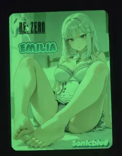 Emilia Re:Zero Custom Glow Waifu Card Feet Fan Art 2 - Image 2