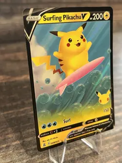 Pokemon TCG Surfing Pikachu v Celebrations Holo Ultra Rare Card 008/025 - Image 2