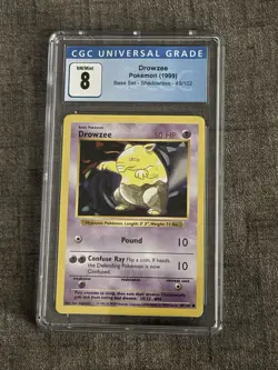 CGC 8 Drowzee 49/102 SHADOWLESS Base Set Pokemon Card - Image 1