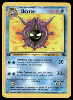2# Pokemon Cards Cloyster 32/62 1ST EDITION Fossil Uncommon - Image 1