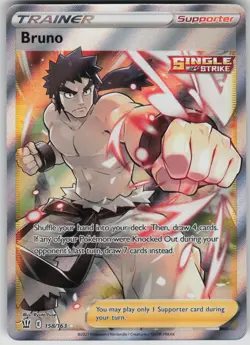 Pokemon TCG Bruno (Full Art) Ultra Rare SWSH05: Battle Styles 158/163 - Image 1