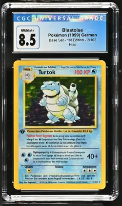 1st Edition Base Set Blastoise 1999 Pokemon Holographic Turtok German CGC 8.5 - Image 1