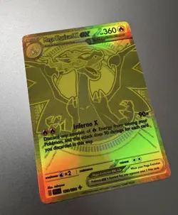 Mega Charizard x Ex 130/094 Phantasmal Flames Gold Hyper Rare Pokemon FAN ART - Image 1