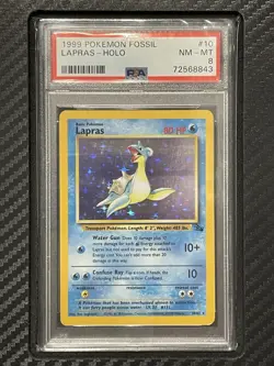 1999 PSA 8 Lapras #10 Holo Rare WOTC Pokemon Game Fossil Unlimited - Image 1