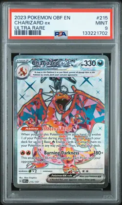 2023 POKEMON OBF EN-OBSIDIAN FLAMES ULTRA RARE #215 CHARIZARD EX PSA 9 - Image 1